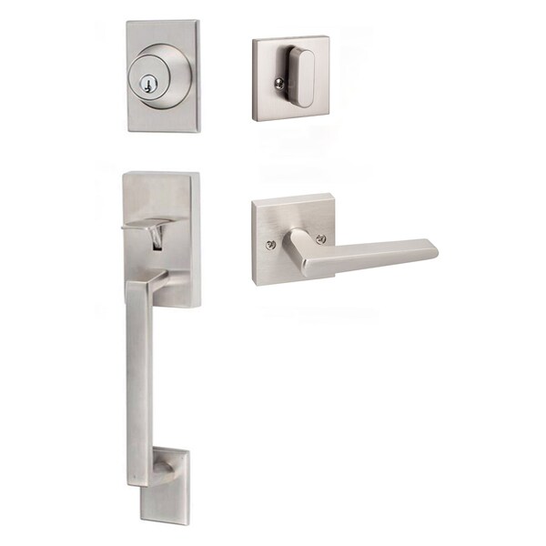 Sure-Loc Hardware Sure-Loc Hardware Koln Handleset with Square Thumb Turn, Basel Square Handleset Trim, Satin Nickel KN507-S-BS-SQ 15 - main